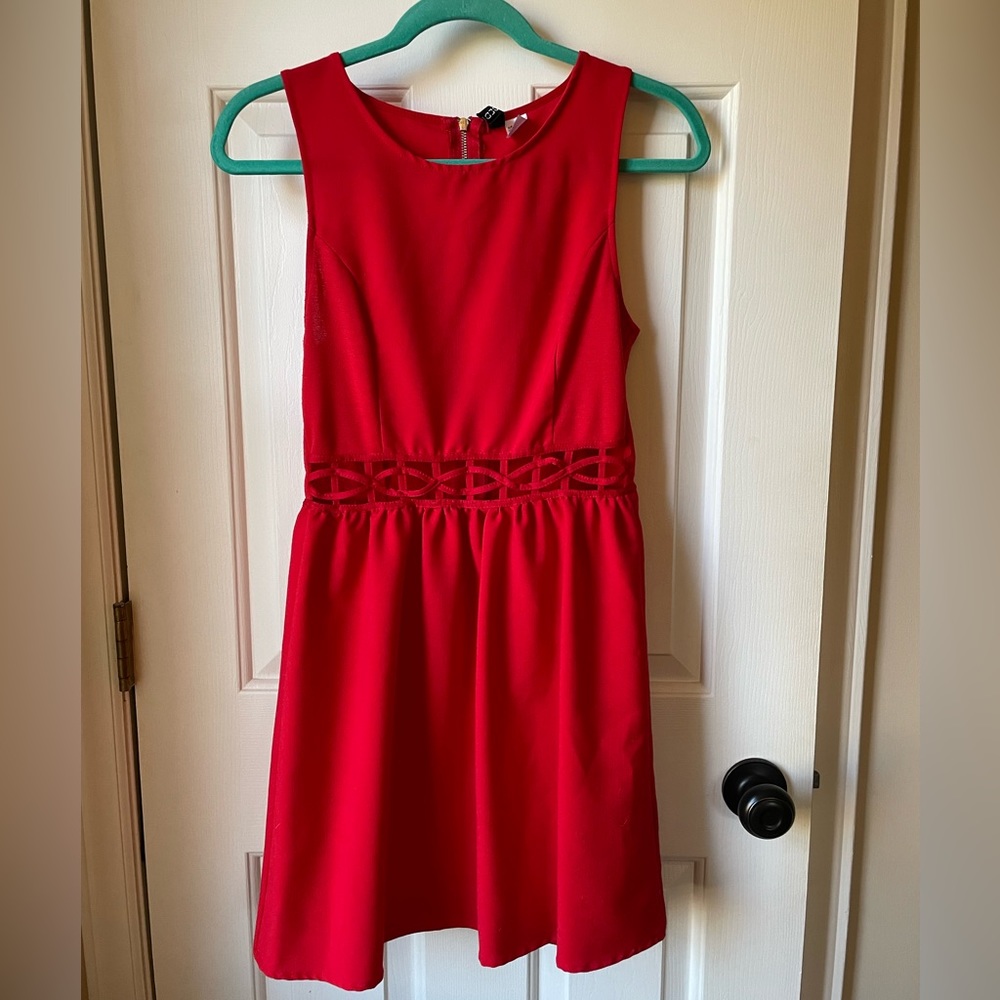 H&M DIVIDED Red Cut Out Skater Dress
